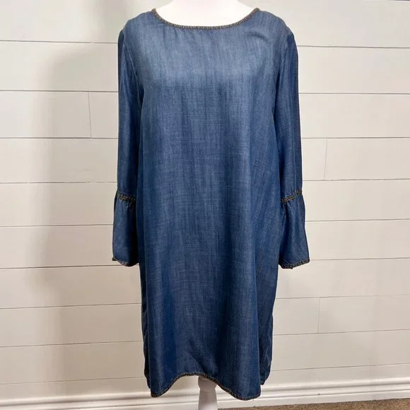 chelsea and violet denim dress Chelsea & Violet Verity Denim Point Collar Long Sleeve Belted Mini Dress